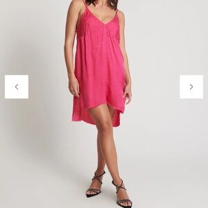 One Teaspoon Jaquard Slip Mini Dress Shocking Pink XS